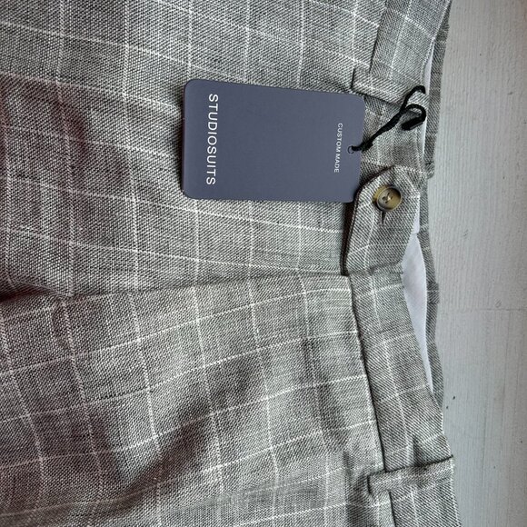 Italian Grey Plaid Linen Suit - Picture 10 of 12